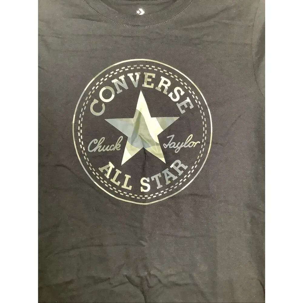 Converse Kids MD Black Chuck Taylor All Star Camo Patch Long Sleeve Tee A15-4
